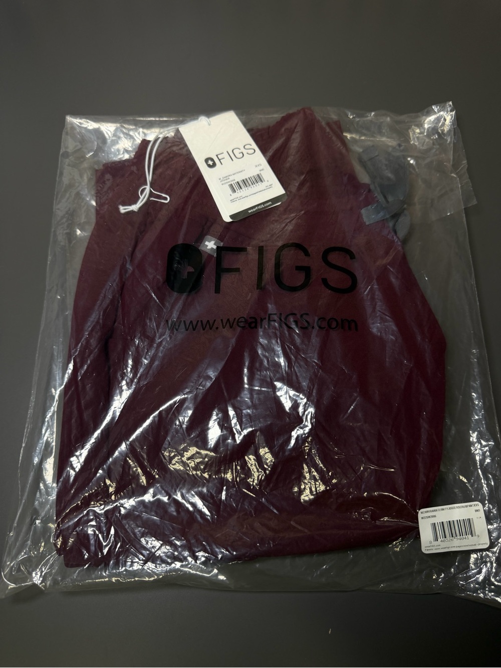 NEW! FIGS Women's Zamora Maternity Jogger Burgundy XXS TECHNICAL